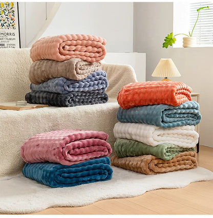 Summer High Weight Bubble Rabbit Flannel Blanket Air Conditioning Sofa Blanket Gift Casual Coral Velvet Small Blanket