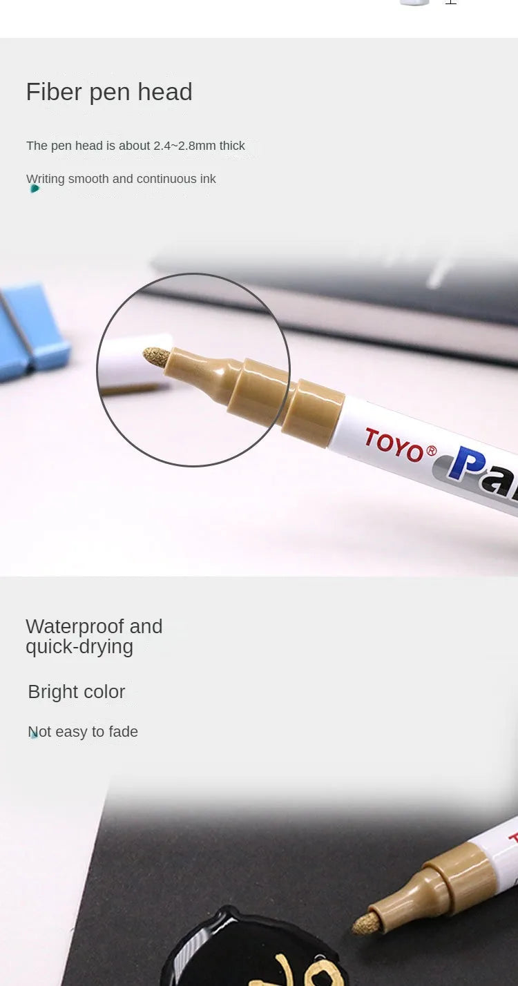 1Pcs Waterproof Cars Wheel Tire Oily Mark Pen Auto Rubber Tyre Colorful Permanent Paint Pen Graffiti Touch Up Paint Marker Pen