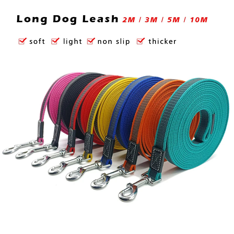 Non Slip Dog Leash 2M 3M 5M 10M Small Big Pet Soft Light Lead Rope Black Traction Long Leashes 10 5 3 2 Meters Cat Accessories