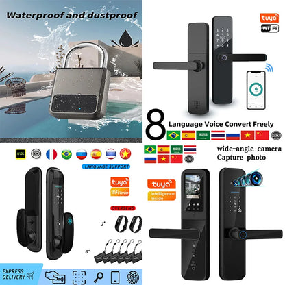 PHIPULO Tuya Wifi Smart Door Lock Digital Electronic Lock One-click Biometric Lock Fingerprint Lock Suitable for Entrance Door