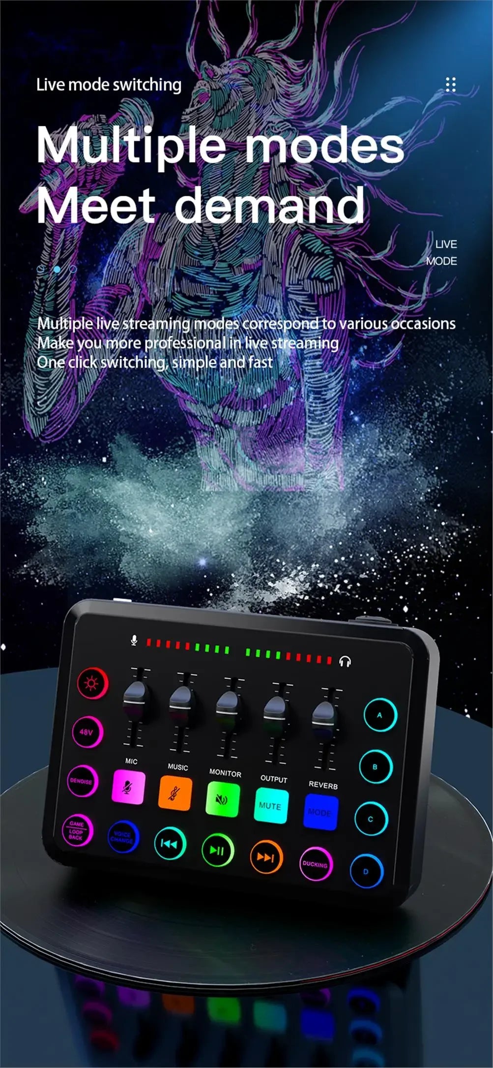 F11 Live Sound Card 5-Channel Mixer Streaming Sound Card Audio Mixer Professional Studio Recording Kit Podcast Accessories Parts