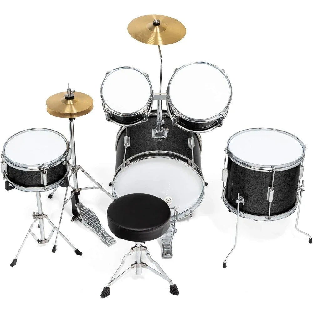 5-Piece Drum Set Advanced Beginner Kit with 16" Bass, Adjustable Throne, Cymbals, Hi-Hats, Pedals & Drumsticks