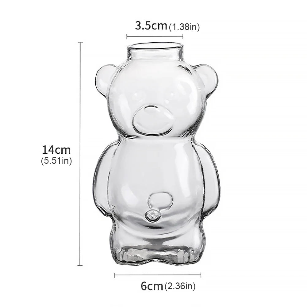 320ML Creative Cute Bear Coffee Mug with Straw Transparent Cup Beer Milk Coffee Water Cups Wholesale Glass Drinkware Mug Set