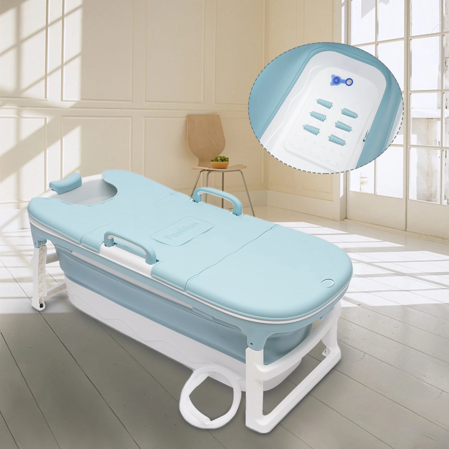 Portable Foldable Iatable BathTub Blue Bath Collapsible For Adults Large Tub Spa 138CM Home Application Massage Barrel