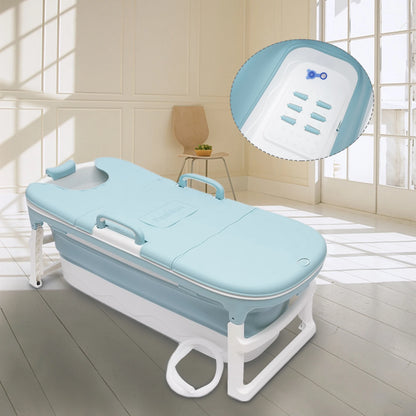 Portable Foldable Iatable BathTub Blue Bath Collapsible For Adults Large Tub Spa 138CM Home Application Massage Barrel