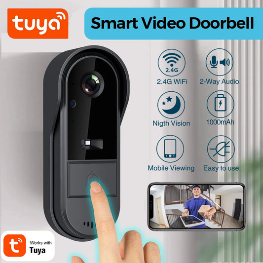 Smart Wireless Doorbell Visual-WiFi Door Doorbell Camera, Night Vision, Voice Changer, Photo&Video, 2 Way Audio, Cloud/SD Card