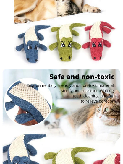 Pet Chew Toys Interactive Cartoon Animal Plush Alligator Shape Dog Sound Toy Gnawing Grinding Teeth Training Supplies