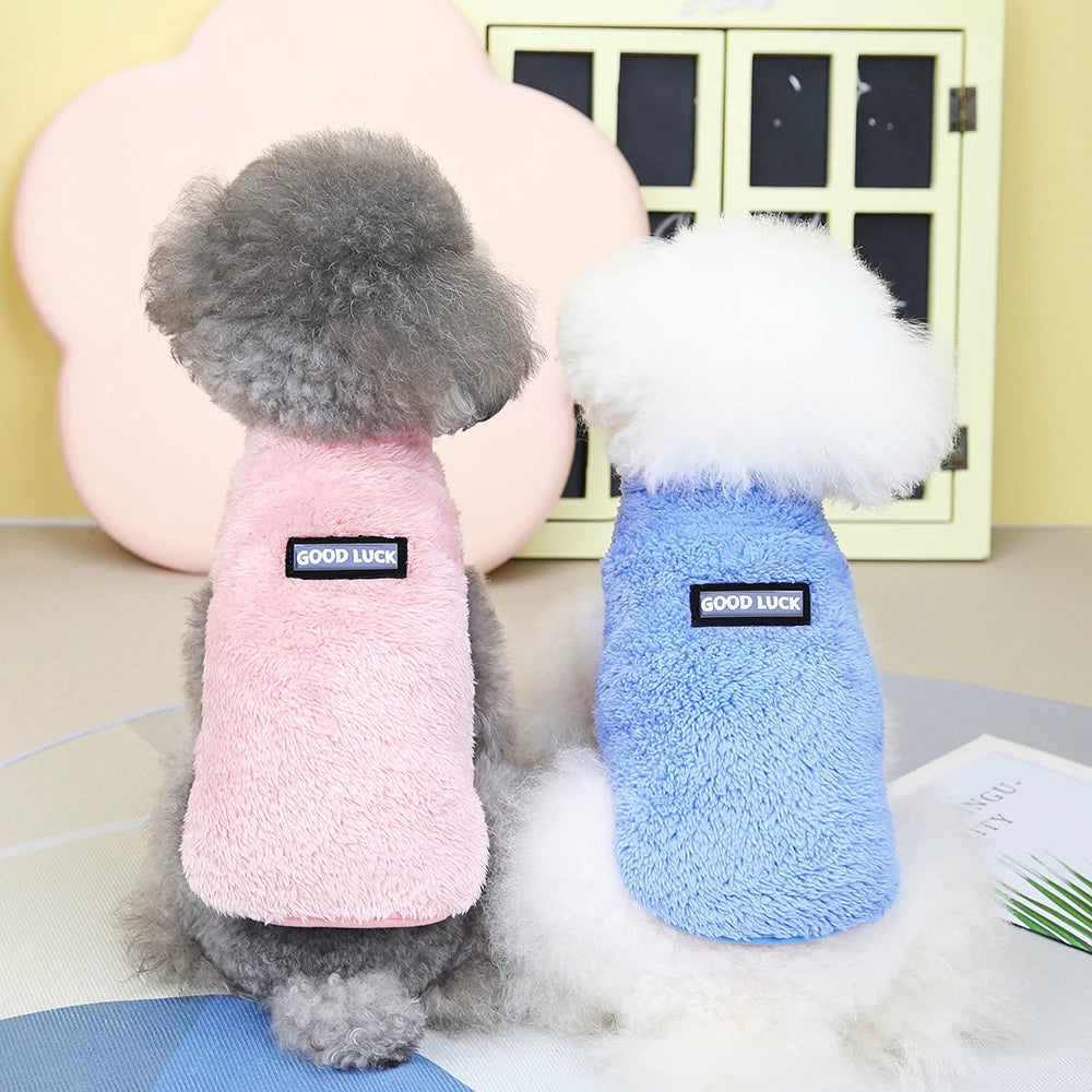 Soft Coral Fleece Pet Clothes Warm Dog Vest Coat Cute Puppy Sweater Cat Apparel For Chihuahua Yorkie Terrier Shih Tzu Pet Outfit