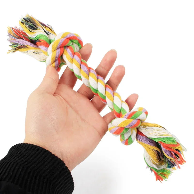 Cotton Dog Toys Puppy Chewing Toys Rope Knot Toy Durable Braided Dog Toys Dog Cleaning Teeth Braided Bone Rope Pet Products 24cm