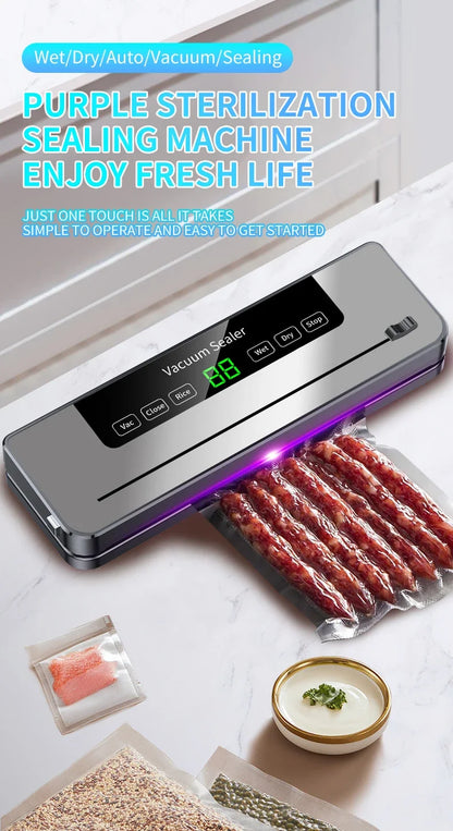 Electric Vacuum Sealer Built-In Cutter Knife Dry/Wet Food Sealed Packaging Kitchen Food Storage Seal Touch Key With 10pcs Bags