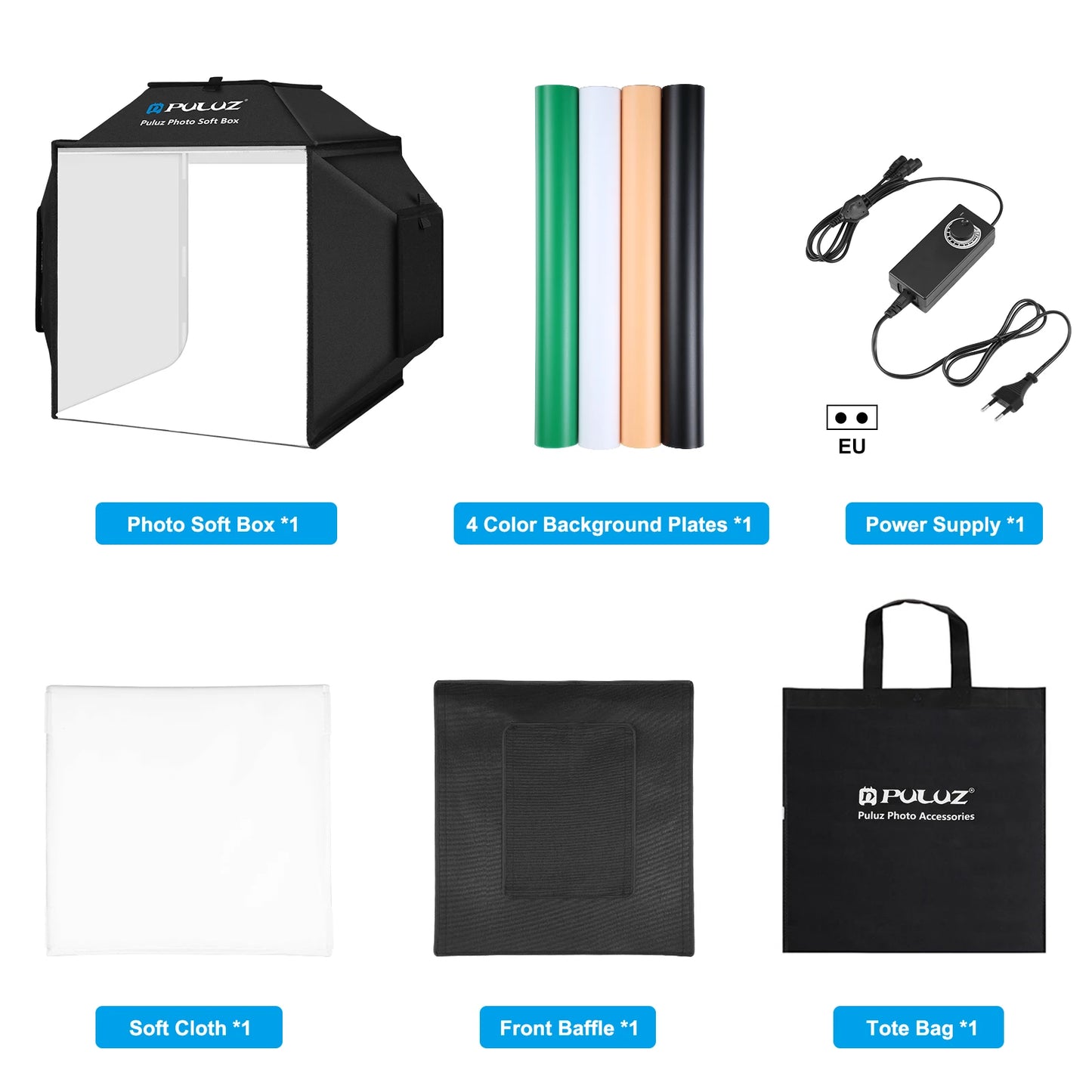 Puluz 40cm Professional Photography Lightbox 72W LED Photo Studio Shooting Tent Soft Box Kit,Photo Studio Box 4 Color Backdrops