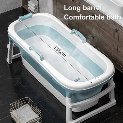 Portable Foldable Iatable BathTub Blue Bath Collapsible For Adults Large Tub Spa 138CM Home Application Massage Barrel