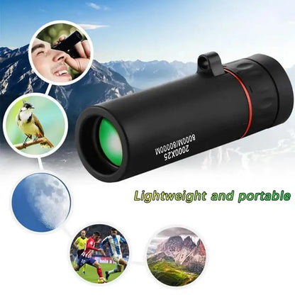 2000x25 HD Monocular Telescope with Phone Camera Adapter for Bird Watching Hunting Hiking Camping Wildlife