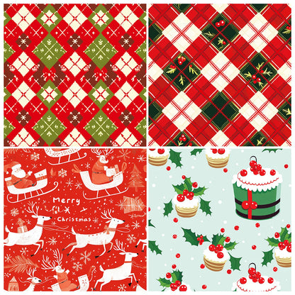 24Sheets Merry Christmas Scrapbook Paper Pad for Journaling DIY Arts,Craft Snowflake,Santa Pattern Christmas Gift Wrapping Paper