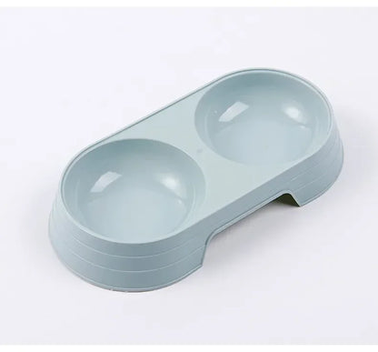 Dogs and Cats Feeding Double Bowl Macarons Plastic Feeding Bowl Double Bowl Pet B owl Drinking Water Feeding