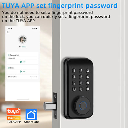 RAYKUBE DS02 Tuya Smart Fingerprint Deadbolt Electric Lock with Latch Auto Lock Key/Password/ Tuya APP Unlock Delivery From USA.