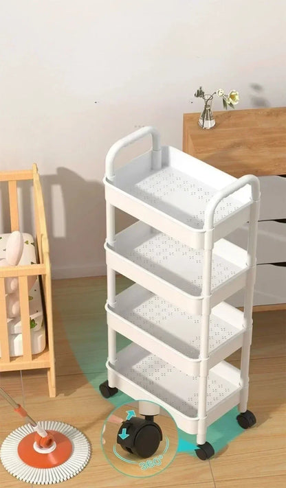 Hot Household Multi-layer Small Cart Storage Rack Floor To Floor Kitchen Bedroom Bathroom Storage Rack Storage Rack With Wheels