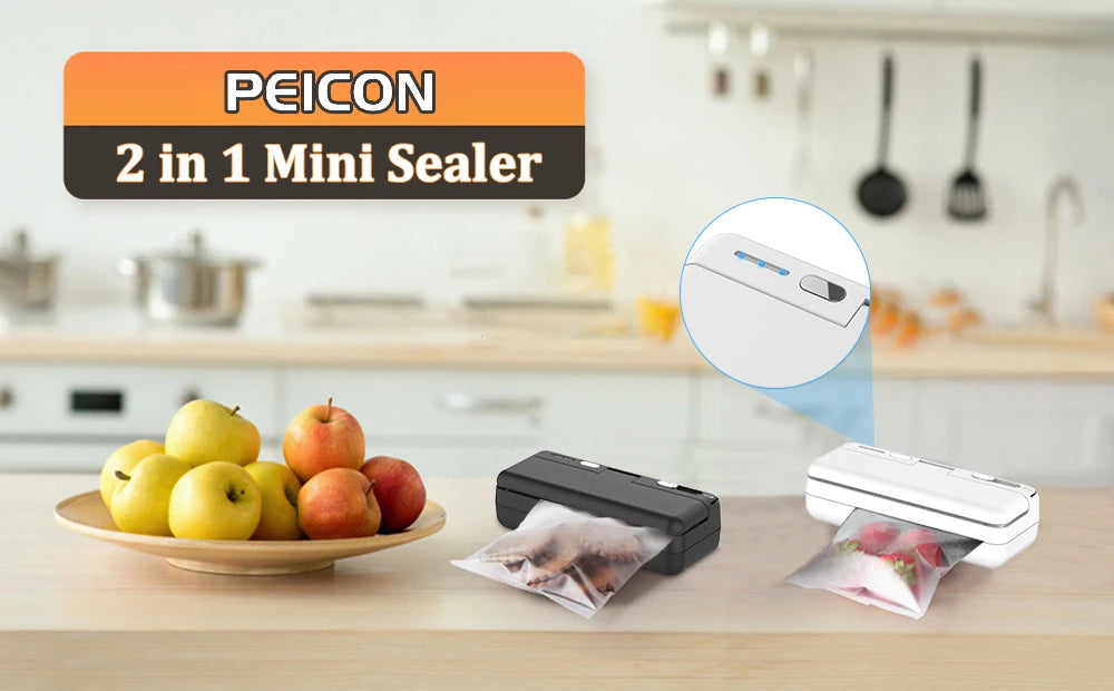 Mini Sealer 2in1 Plastic Bag Sealing Machine Portable Food Package Bags Sealer USB Rechargeable Handheld Plastic Bag Heat Sealer