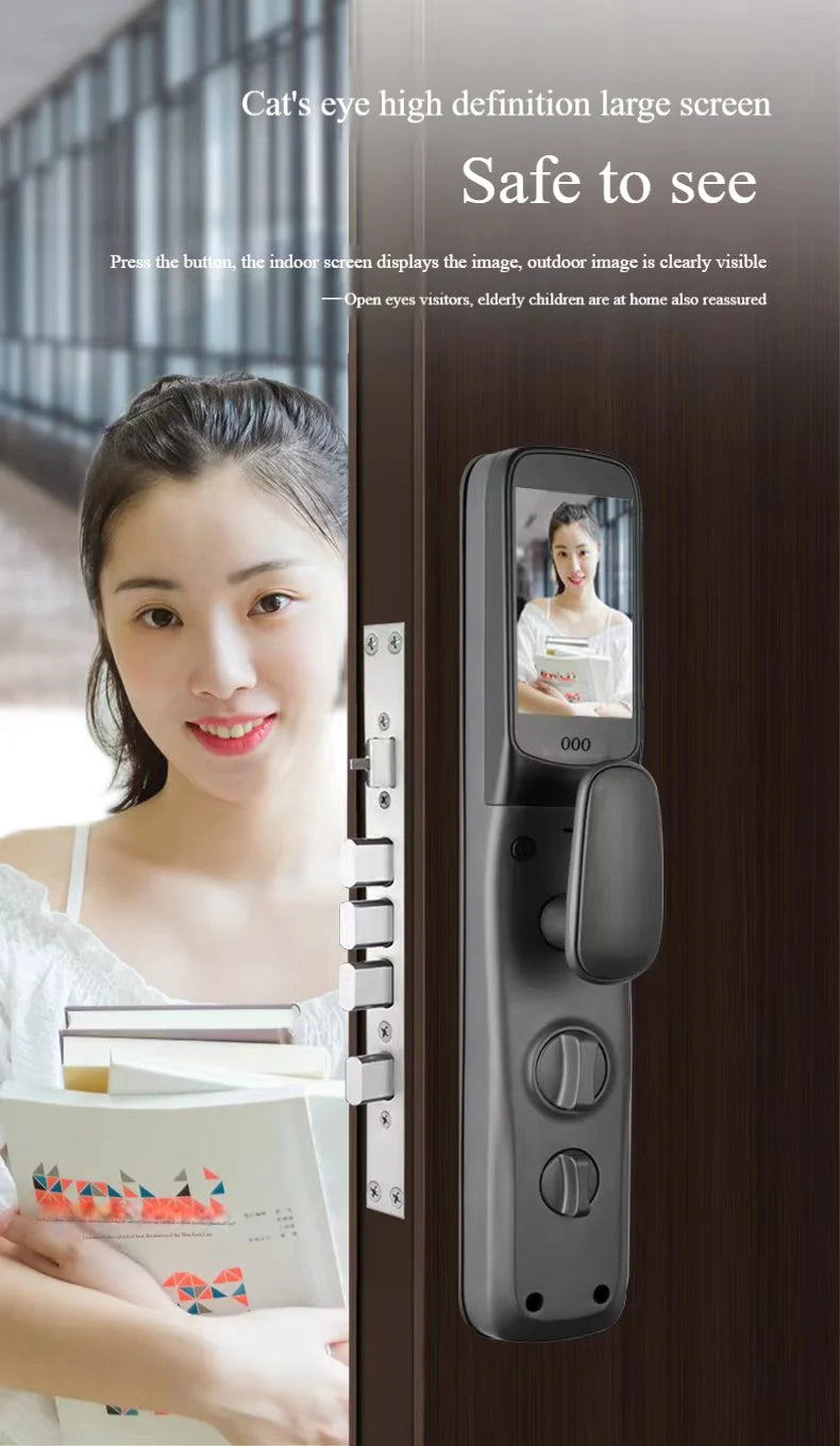 Voice Control Tuya APP Face Recognition Smart Door Lock Electronic Digital Door Lock Fully Automatic Door Lock With Camera