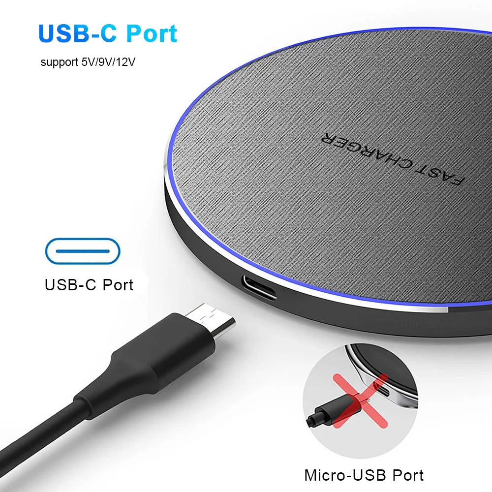 Wireless Charger Pad for Samsung Galaxy S24 S23 S22 USB C Fast Wireless Induction Charging Station for iPhone 15 14 13 12 ProMax