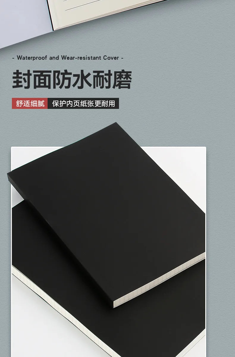 Black Cover A5/B5 Notebook,128 Sheets/256 Pages/Book,Blank,Horizontal Line and Grid Pages Office Study Notes Supplies CS-078