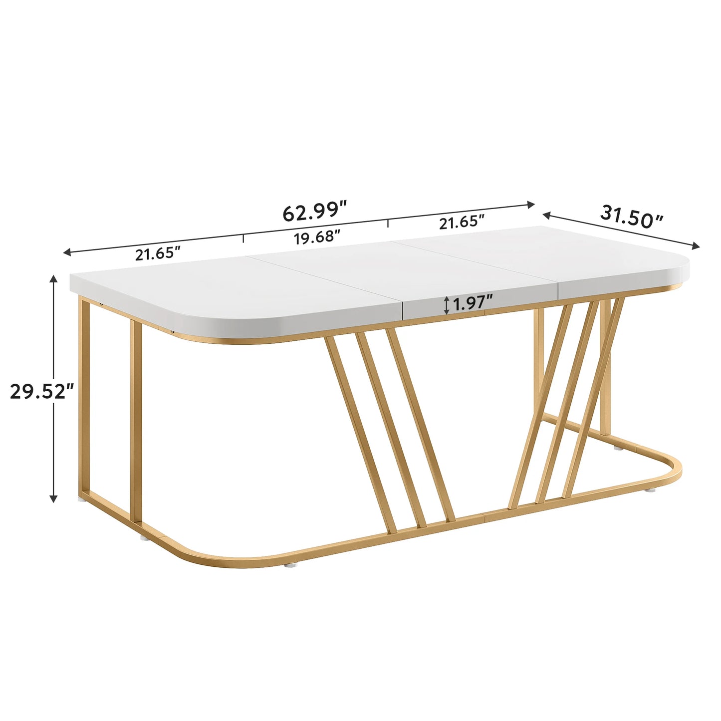 Tribesigns 63" Executive Desk, Large Home Office Desk with Metal Frame, Industrial Wood Study Writing Computer Desk Conference T