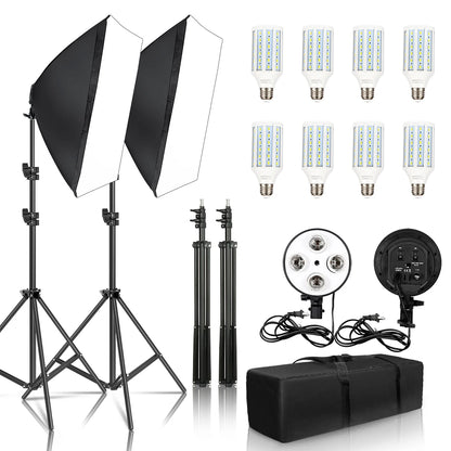 Softbox 50x70CM Photography Four Lamp Holders Lighting Kit With Photographic Tripod And Portable Bag For Photo Studio Shooting