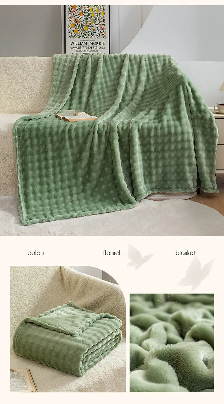 Summer High Weight Bubble Rabbit Flannel Blanket Air Conditioning Sofa Blanket Gift Casual Coral Velvet Small Blanket