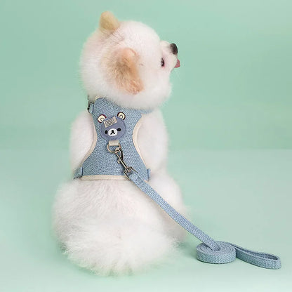 Cute Pet Harness Leash Set for Small Mid Dogs Cat Walking Lead Chihuahua Bunny Vest Harness Poodle Collar Leash Dog Accessories