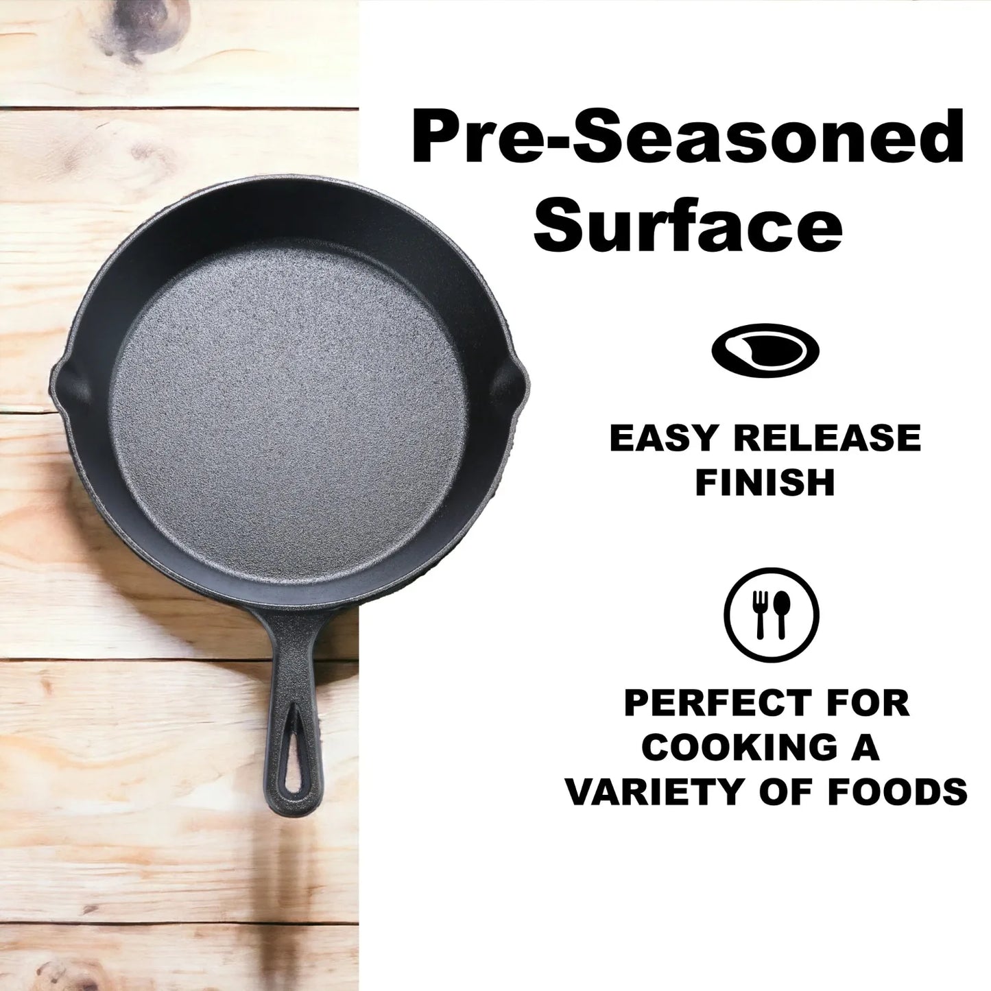 10.5" Pre-Seasoned Cast Iron Skillet - Versatile Cookware for Home and Outdoor Cooking