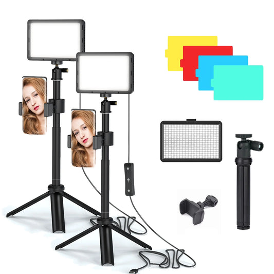 Photography LED Video Light Panel Lighting Photo Studio Lamp Kit For Shoot Live Streaming Youbube With Tripod Stand RGB Filters