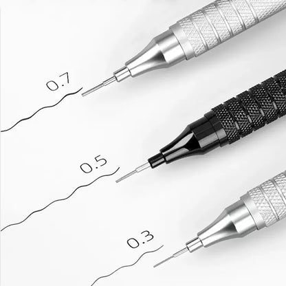 1Pc Mechanical Pencil 0.3/0.5/0.7/2.0mm Low Center of Gravity Metal Drawing Special Pencil Office School Writing Art Supplies