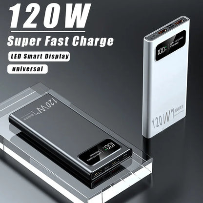 200000mAh 120W Power Bank Super Fast Charging Battery High Capacity Digital Display Power Bank For Iphone Samsung Huawei Xiaomi