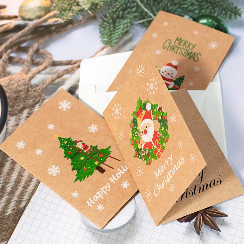 10.5x7.2cm Merry Chritmas Greeting Cards Envelope Xmas Gifts Card DIY Folding Paper Card Invitations Gifts Postcard New Year