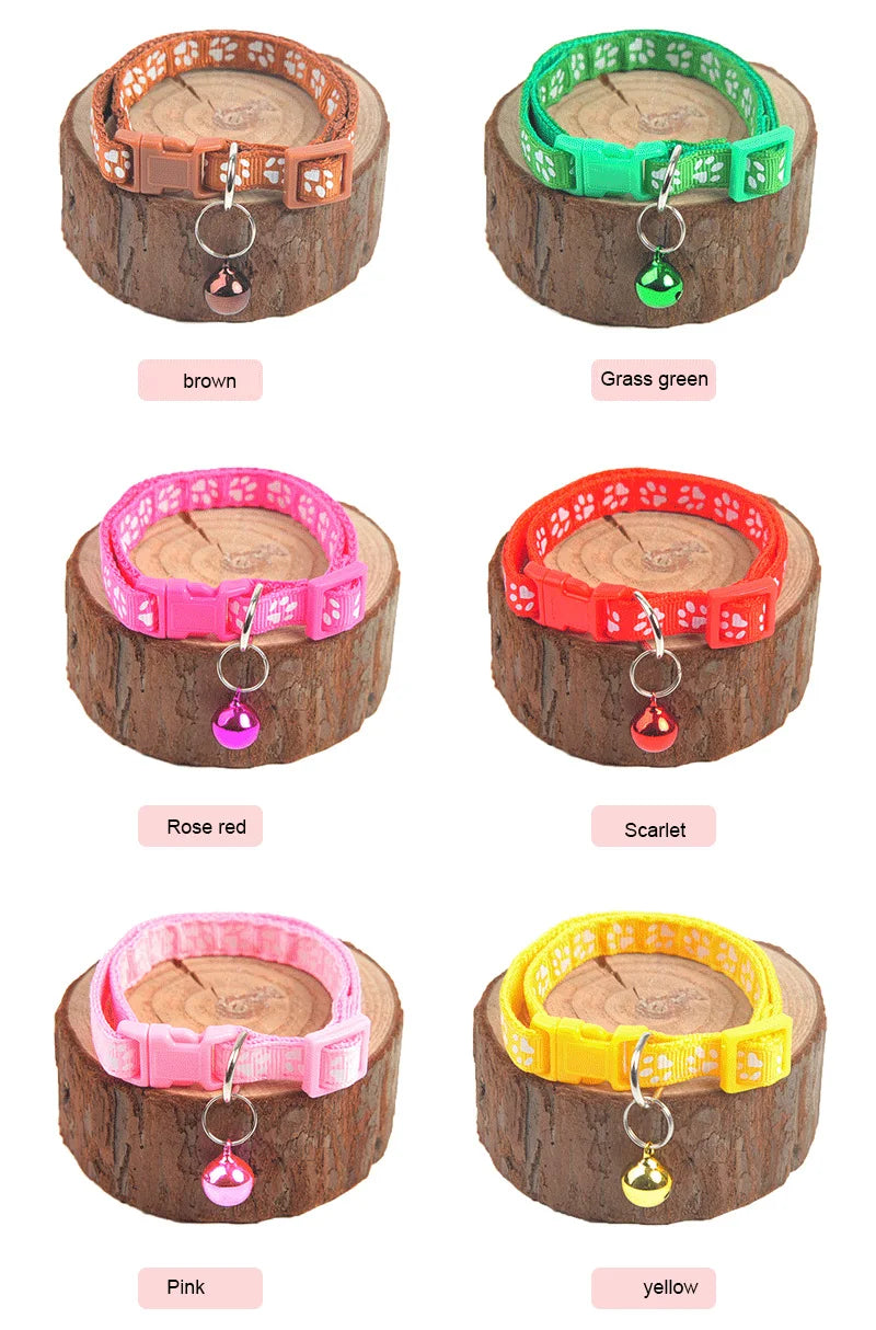 1pc Cute Bell Collar For Cats Dog Collar Teddy Bomei Dog Cartoon Funny Footprint Collars Pet Bell Collar Home Pet Supplies