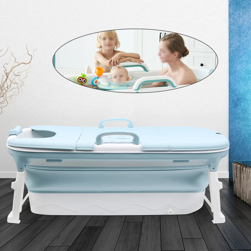 Portable Foldable Iatable BathTub Blue Bath Collapsible For Adults Large Tub Spa 138CM Home Application Massage Barrel