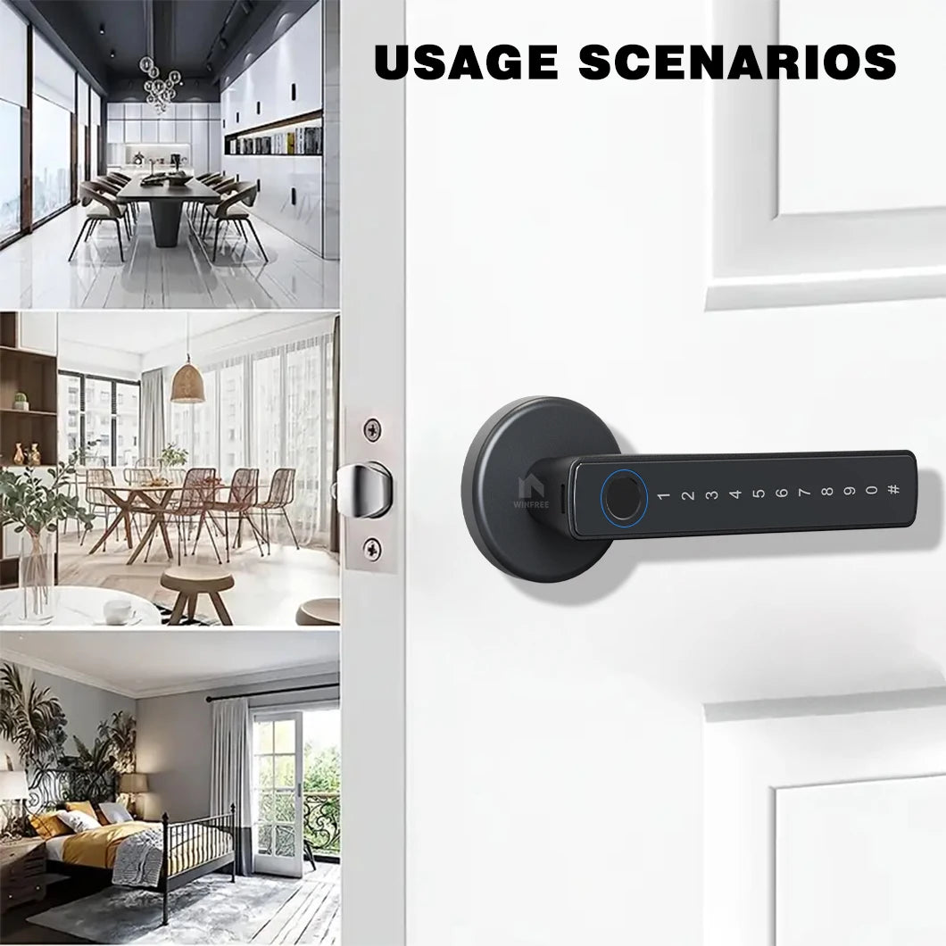 WINFREE Smart Lock Tuya Bluetooth Keyless Access Office Home Fingerprint Lock Voice Control Alexa Google Assistant