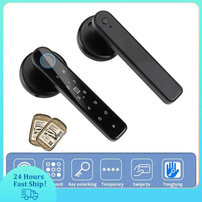 TTLock Bluetooth Fingerprint Locks Electronic Door Handle Lock App Control Password With Keys For Home Office Bedroom Smart Lock