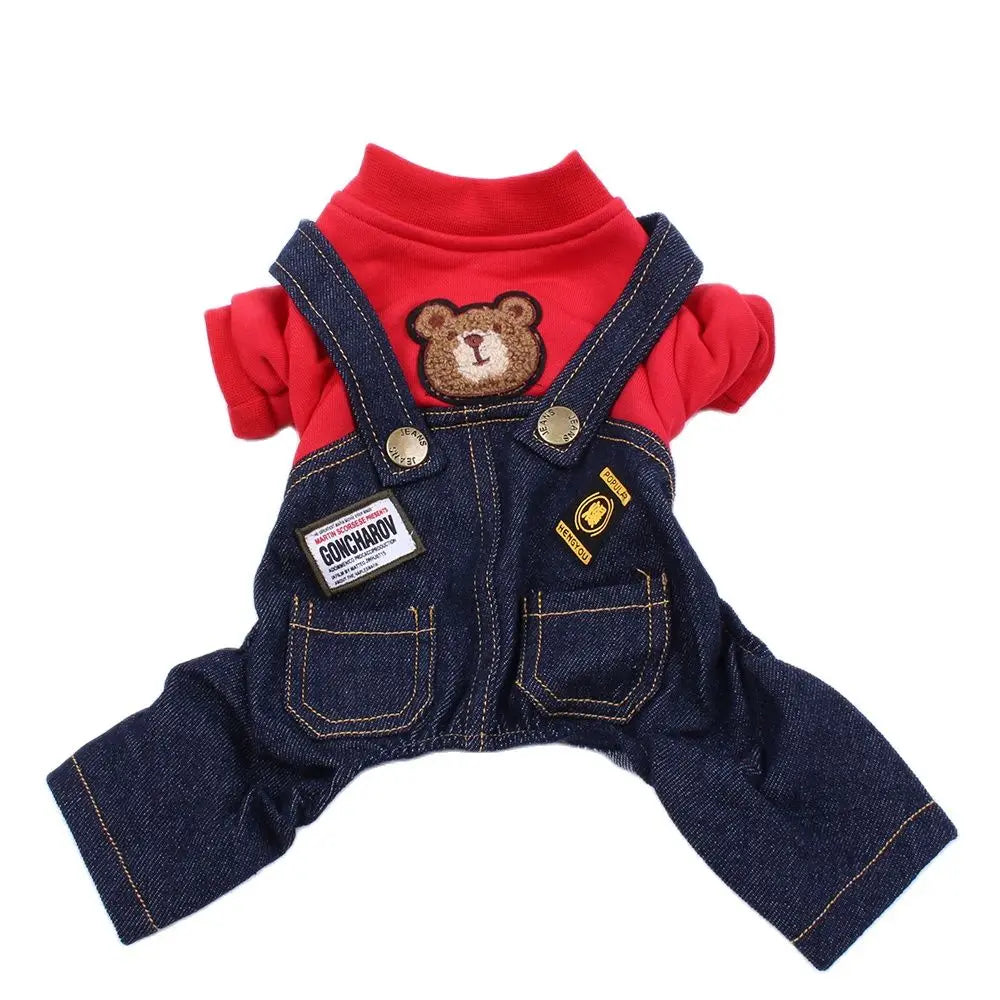 New Pet Jumpsuit Rompers Dog Hoodie Denim Coat T-Shirt Cat Puppy  Jacket Autumn/Winter Clothes Apparel