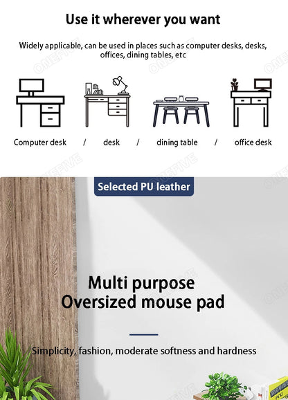 Mouse Pad Large Size Office Desk Protector Mat PU Leather Waterproof Desktop Keyboard Desk Pad Gaming Mousepad PC Accessories