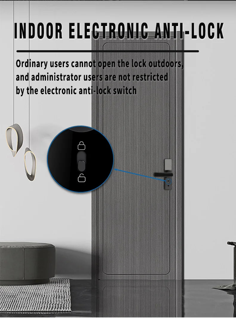 PHIPULO Tuya Wifi Smart Door Lock Digital Electronic Lock One-click Biometric Lock Fingerprint Lock Suitable for Entrance Door