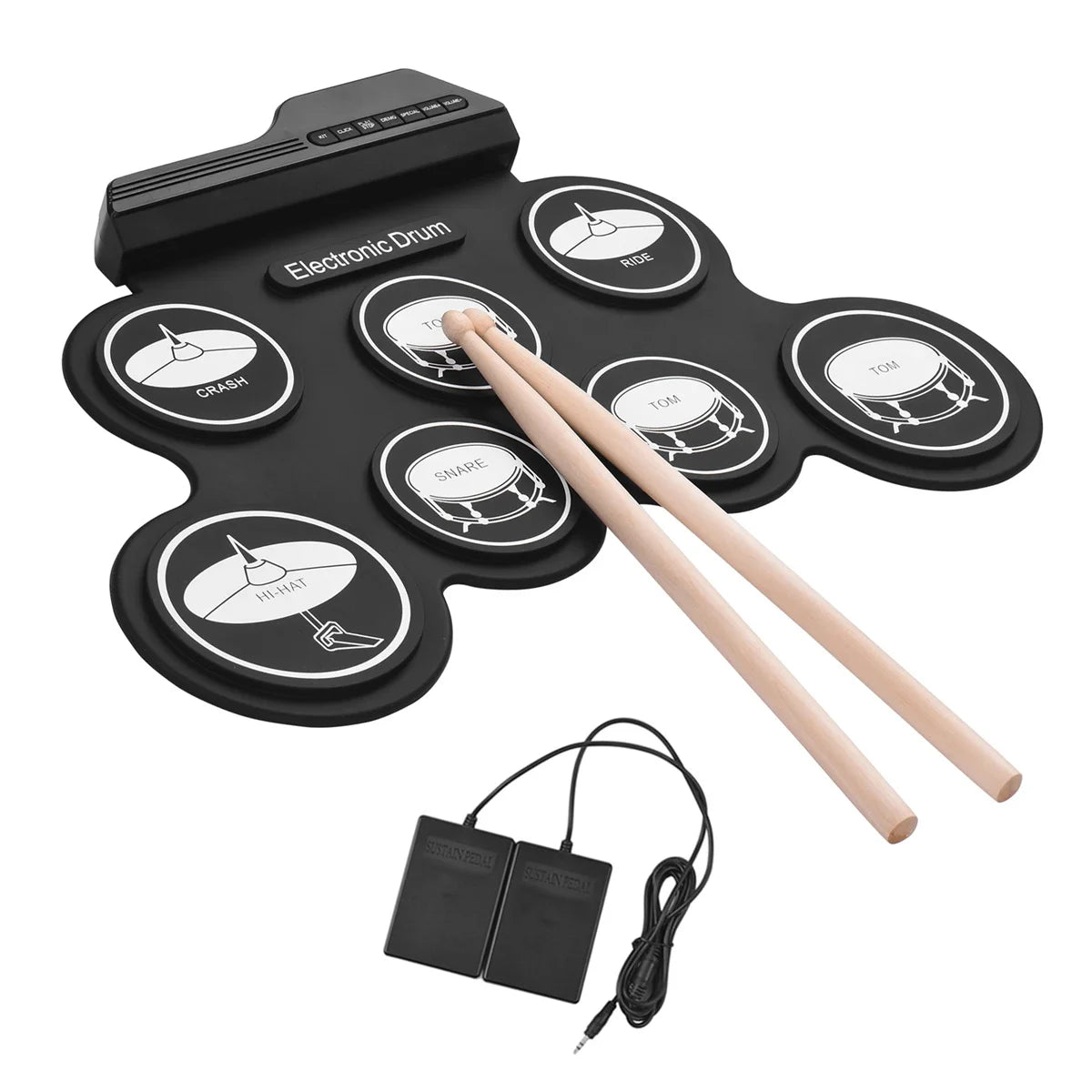 Electronic Drum Set Foldable Music Drums USB Silicone Drum Portable Practice Drums USB Pad Portable Practice Drums Kit with Drum