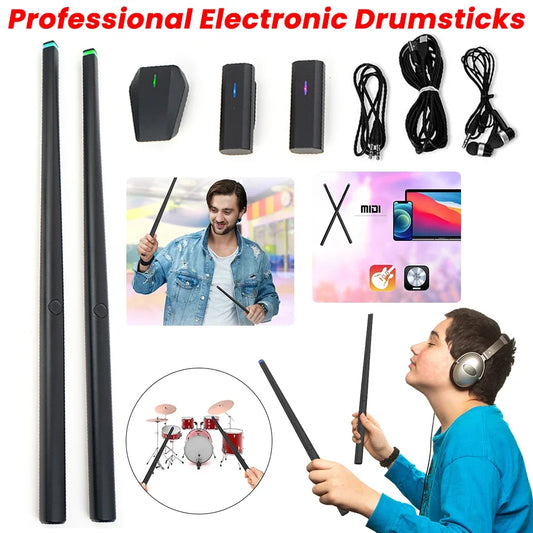 Professional Electronic Drumsticks Portable Air Drum Stick Virtual Drum Set Musical Instruments for Beginners Kids Adults