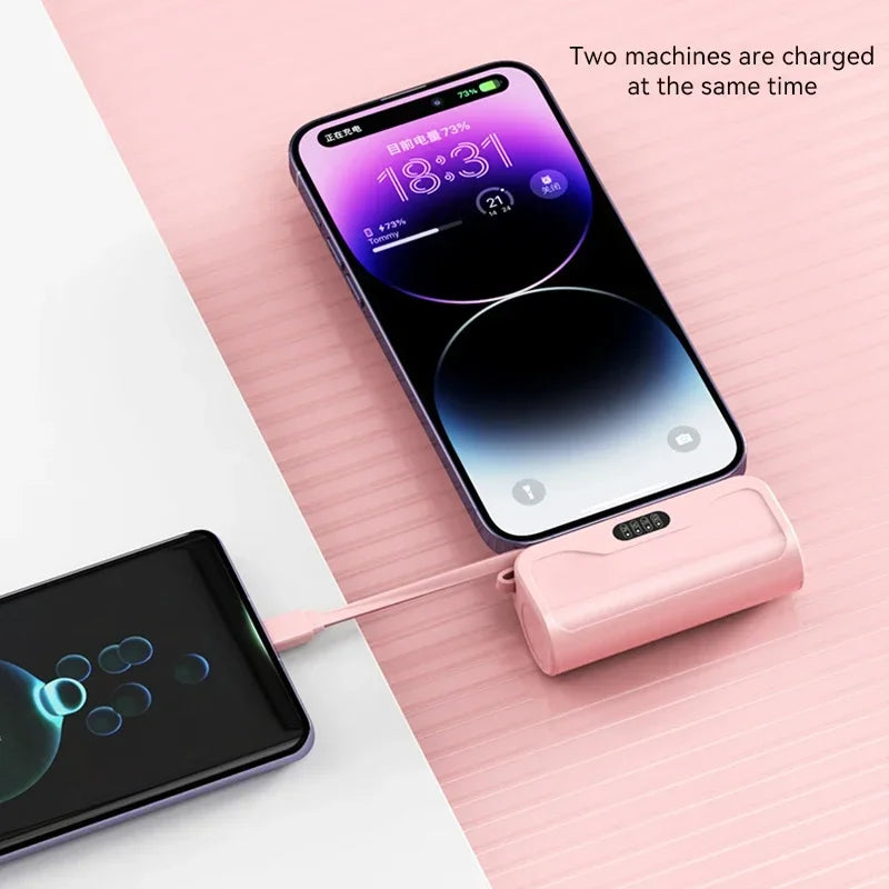 10000mAh Power Bank 2 IN 1 Fast Mobile Phone Charger External Battery Mini Power Bank Plug Play Type-C For iPhone Samsung Xiaomi