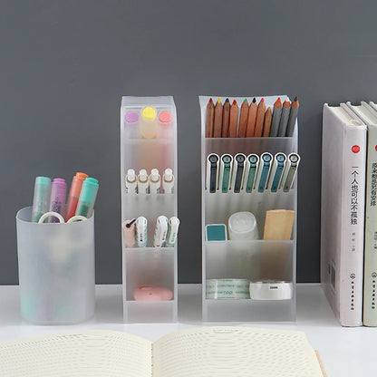 Kawaii Large Capacity Desk Pen Holder Pencil Makeup Storage Box Desktop Organizer Stand Box School Office Stationery