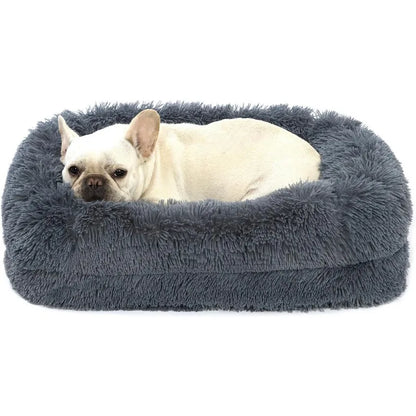 2 in 1 Calming Dog Beds for Large Dogs, Dual Layer Orthopedic Egg Crate Foam & Memory Foam Faux Fur Shag Pet Mattress