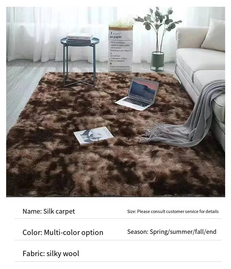 VIKAMA 1PC Silk Wool Rugs 40X60CM Plush Mats Fluffy Carpet Thick Bedroom Carpet Anti-slip Floor Soft Solid Large Mats