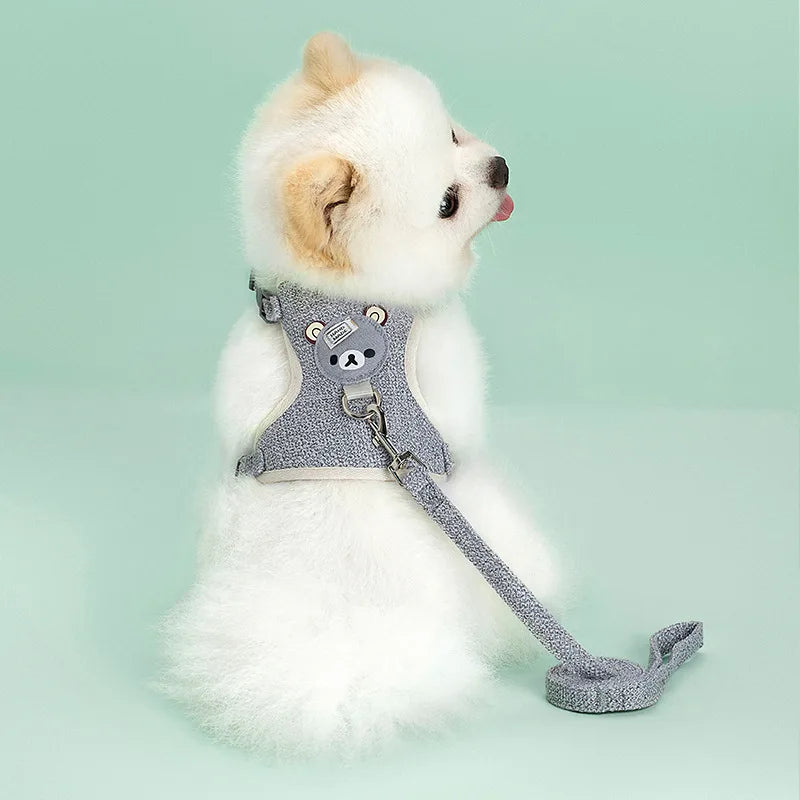 Cute Pet Harness Leash Set for Small Mid Dogs Cat Walking Lead Chihuahua Bunny Vest Harness Poodle Collar Leash Dog Accessories