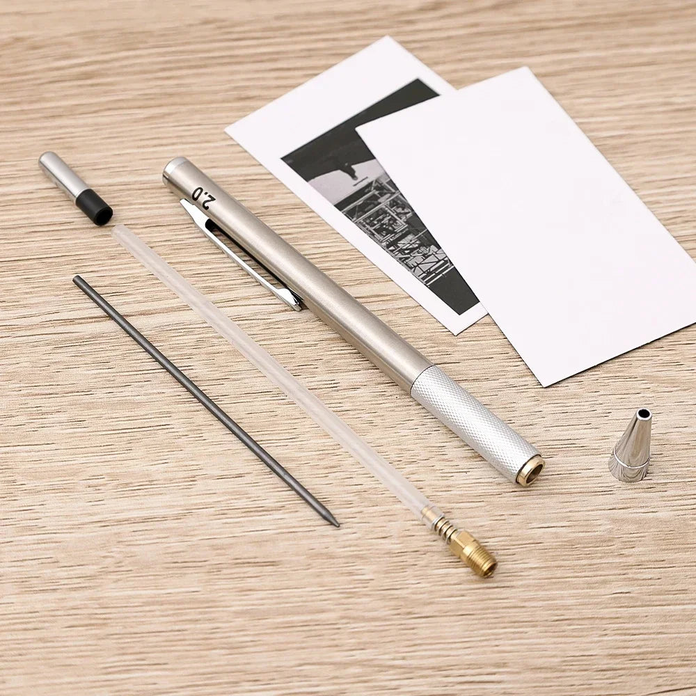 Metal Mechanical Pencil 0.3/0.5/0.7/0.9/1.3/2.0mm Drawing Automatic HB Pencil Set with Leads Office School Writing Art Supplies