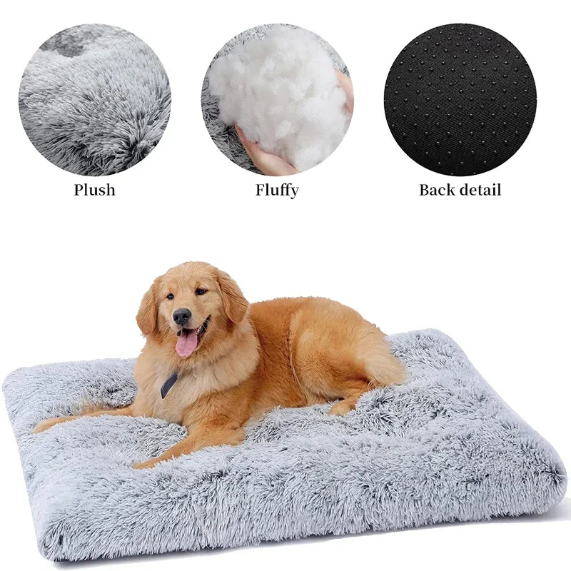 Removable Plush Super Soft Dog Cat Pet Bed Mat Medium Large Calming Cushion Cleaning Puppy